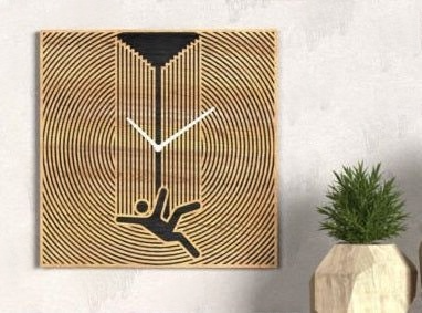 Personalized Modern Geometric Wooden Wall Clock - Custom Abstract Illusion Wall Art Decor