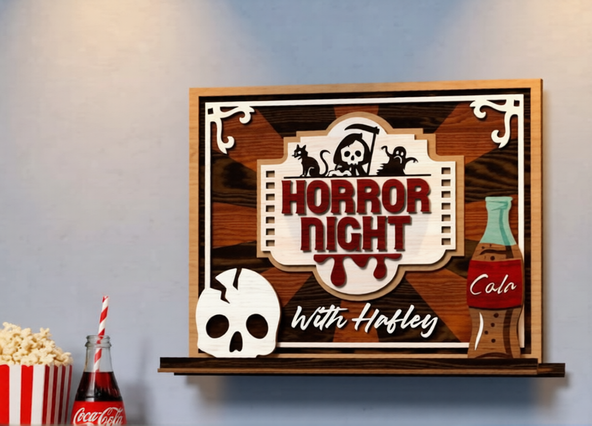 Personalized 3D Wooden Home Cinema Sign - Custom Vintage Movie Theater Decor